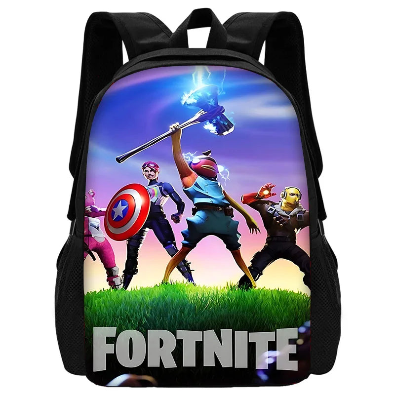 Mochila Escolar Infantil com Mala de Ombro e Estojos para Lápis, Malas Escolares com Design Hot Game-F-FortniteS para Rapazes e Raparigas, Melhor Presente