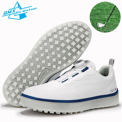 Paar Golfschuhe für Herren, weiß, wasserdicht, mit drehbarer Schnalle, Fitness, ohne Spikes, rutschfest, Golf, Golfer, Training, Golf-Sneaker, Damen