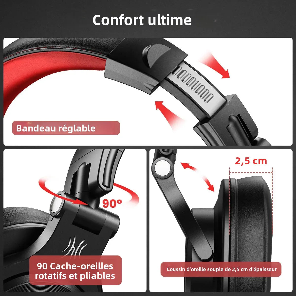 Auscultadores OneOdio A71 HiFi de Estúdio DJ com Fio e Microfone – Headset Gaming Profissional de Monitorização com Graves Profundos