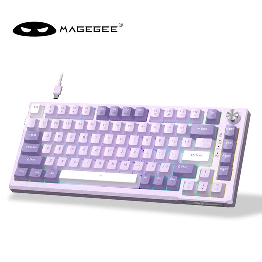 MageGee SKY81 Tastiera meccanica gaming 75%, RGB Gasket hot-swappable cablata personalizzabile, tastiera con suono cremoso e smorzamento acustico con manopola
