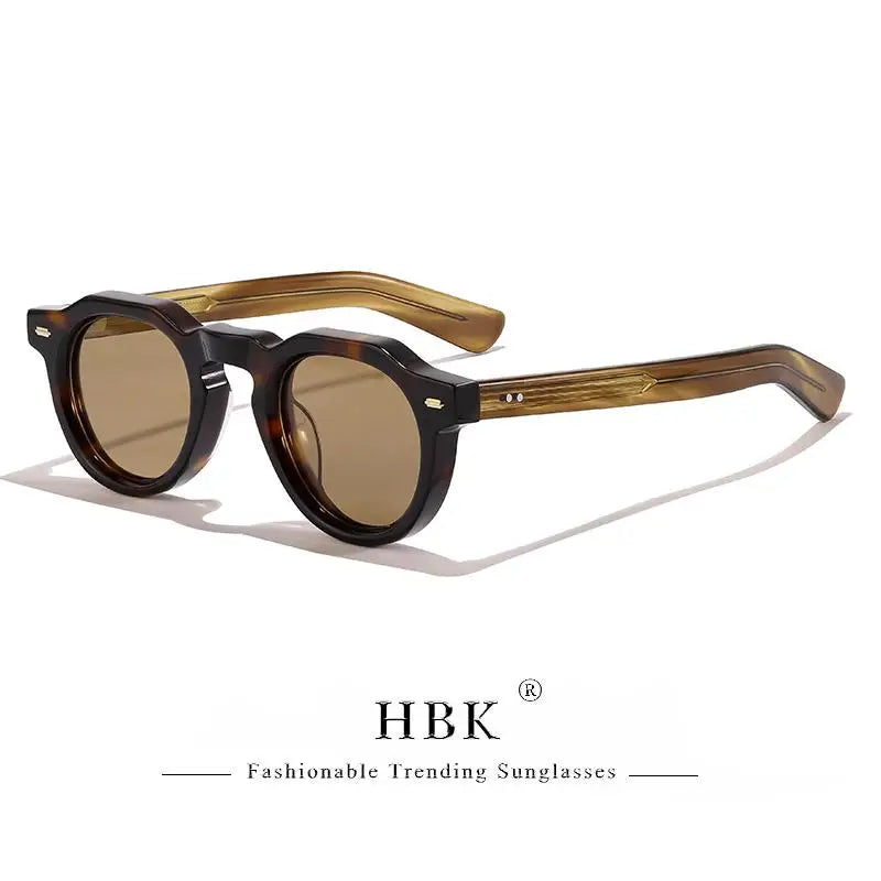 HBK Vintage – jednoduché kulaté pánské sluneční brýle s malým rámem, vysoce kvalitní acetátový rám, sluneční brýle pro ženy, na večírky, na cestování i do přírody