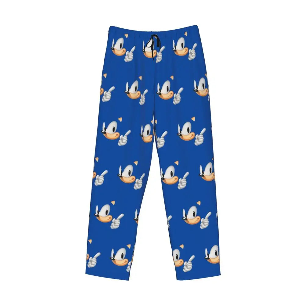 Custom Print Men's Soniced Pajama Pants Hedgehog Game Sleepwear Sleep Lounge Bottoms with Pockets