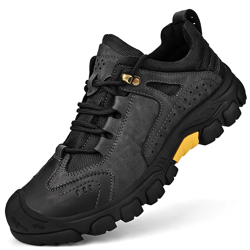 HIKEUP Comfortable Men Trekking Sneakers Male Shoes Waterproof Rubber Sole High Quality Hiking Shoes Wear-Resistant Non-Slip