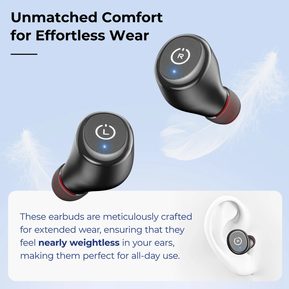 TOZO T10 Bluetooth 5.3 Earphones, Wireless Headphones, AI Enhanced Calling With Deep Bass, IPX8 Waterproof Earbuds, 45H Play