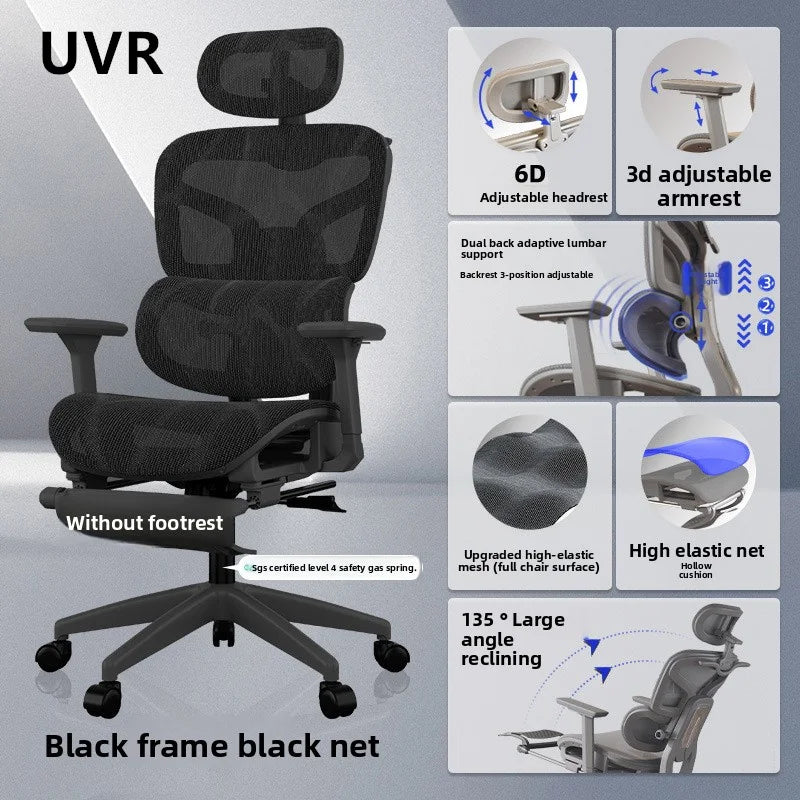 UVR Gaming Computer Chair Sedentary Comfort Breathable Mesh Staff Chair Ergonomic Design Armrests Backrest Stool Office Chair