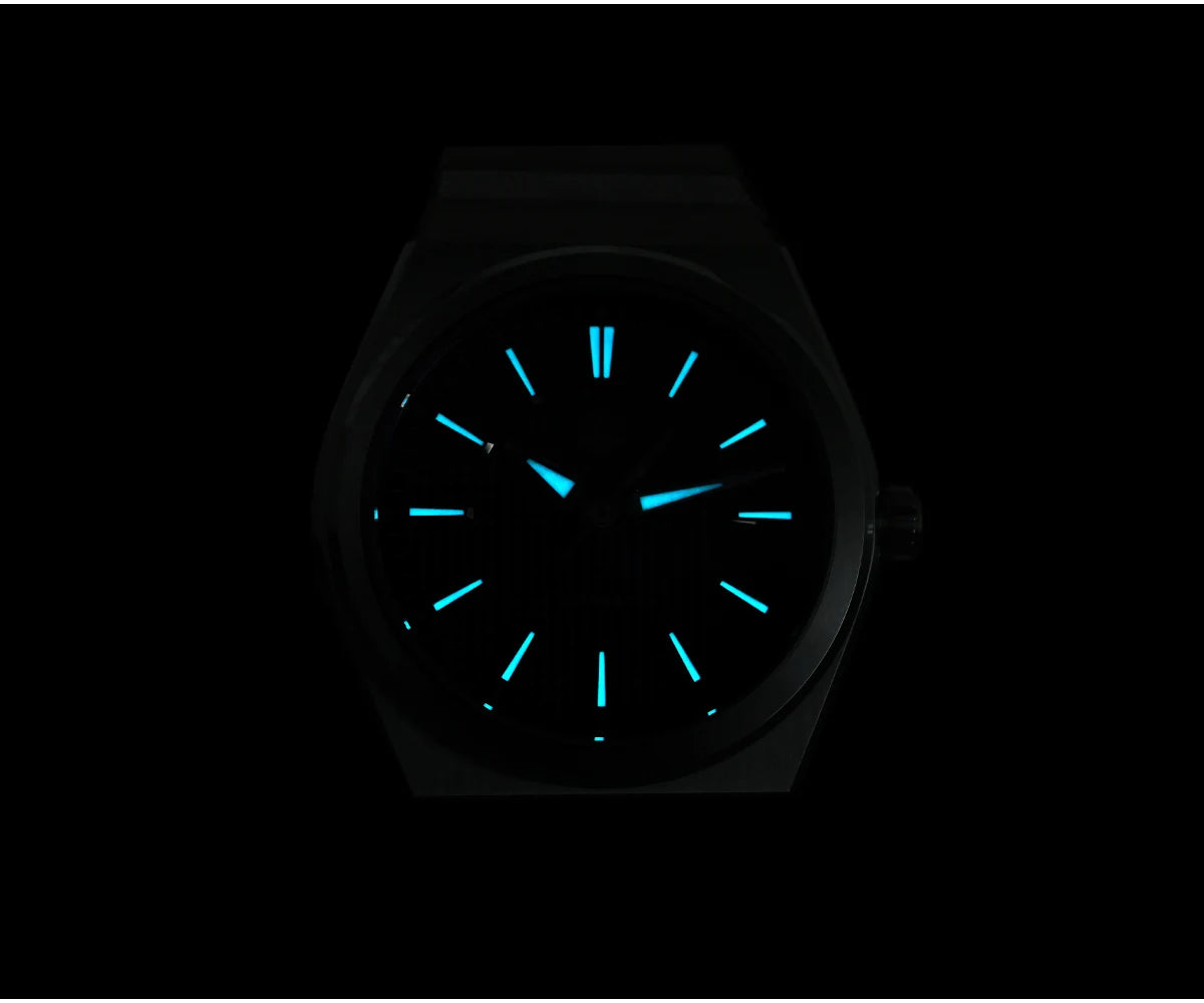 San Martin 39mm Luxury Men Sports Watch Waffle Dial Integrated Bracelet Miyota 90S5 Automatic Mechanical Clear Caseback SN0152
