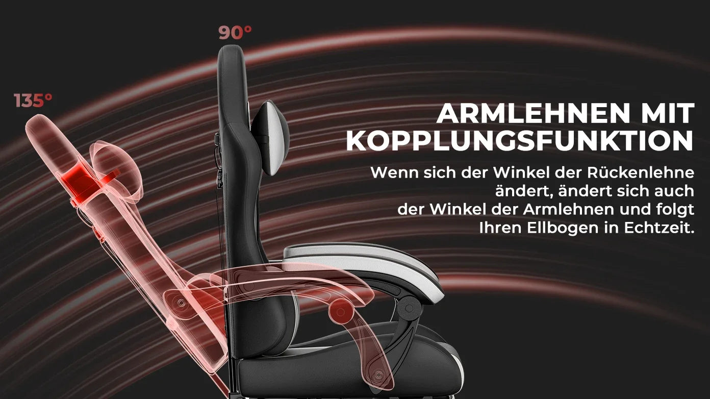 Comanlai Gaming Chair with Footrest Ergonomic High Back Computer Chair with Adjustable Headrest Lumbar Support PU Swivel Chair
