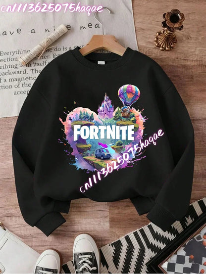 Fortnites Series Kinder-Sweatshirts, trendige Langarm-Pullover für Jungen und Mädchen, Herbst/Winter, Cartoon-Kinderkleidung, Geburtstagsgeschenke