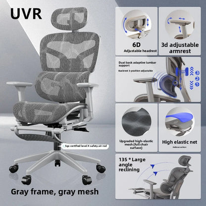 UVR Gaming Computer Chair Sedentary Comfort Breathable Mesh Staff Chair Ergonomic Design Armrests Backrest Stool Office Chair