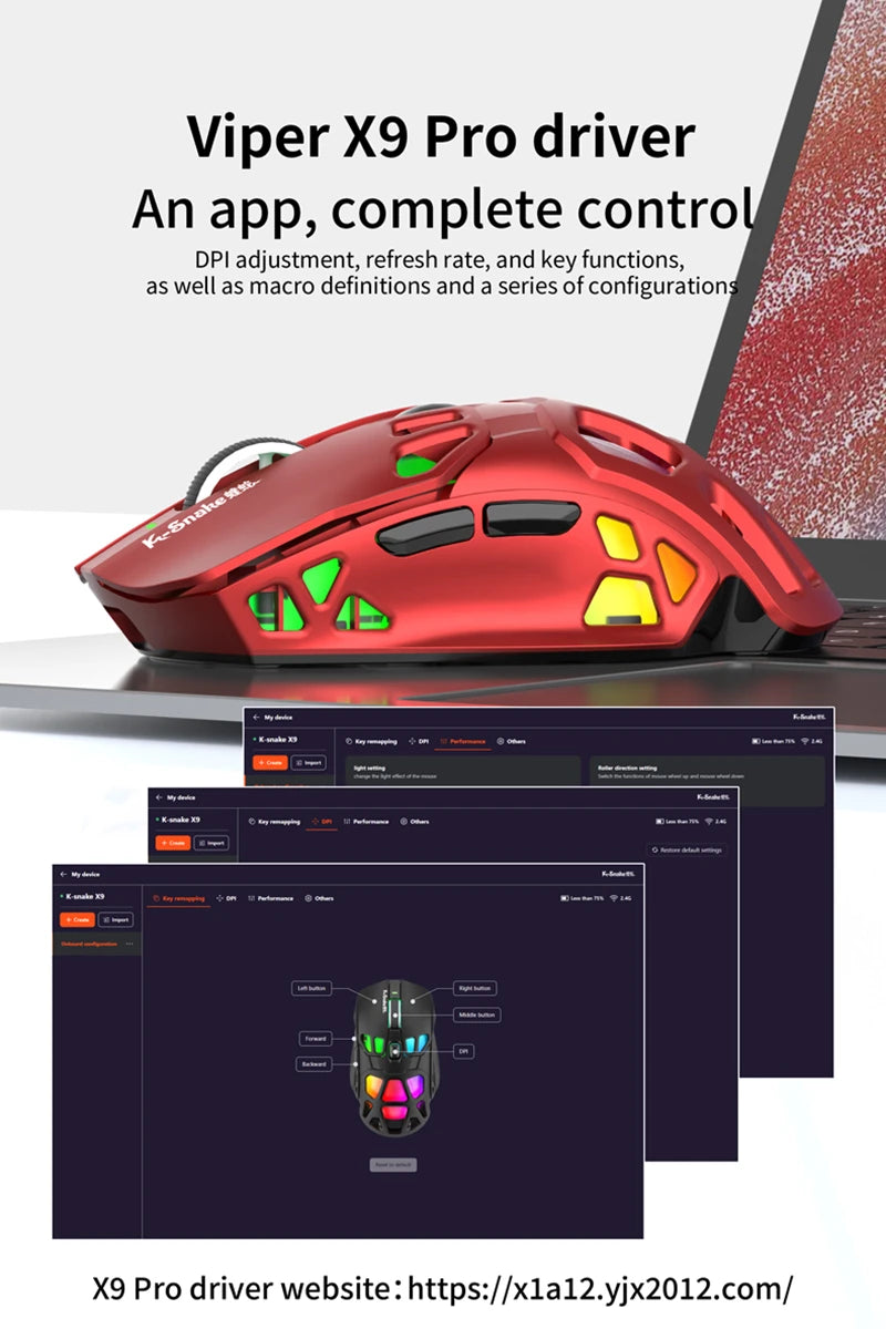 Ľahká herná myš Lenovo Tri-Mode s RGB nabíjacím dokom, 12000DPI, 2.4G/Bluetooth/káblové pripojenie, ergonomická myš pre PC a notebook