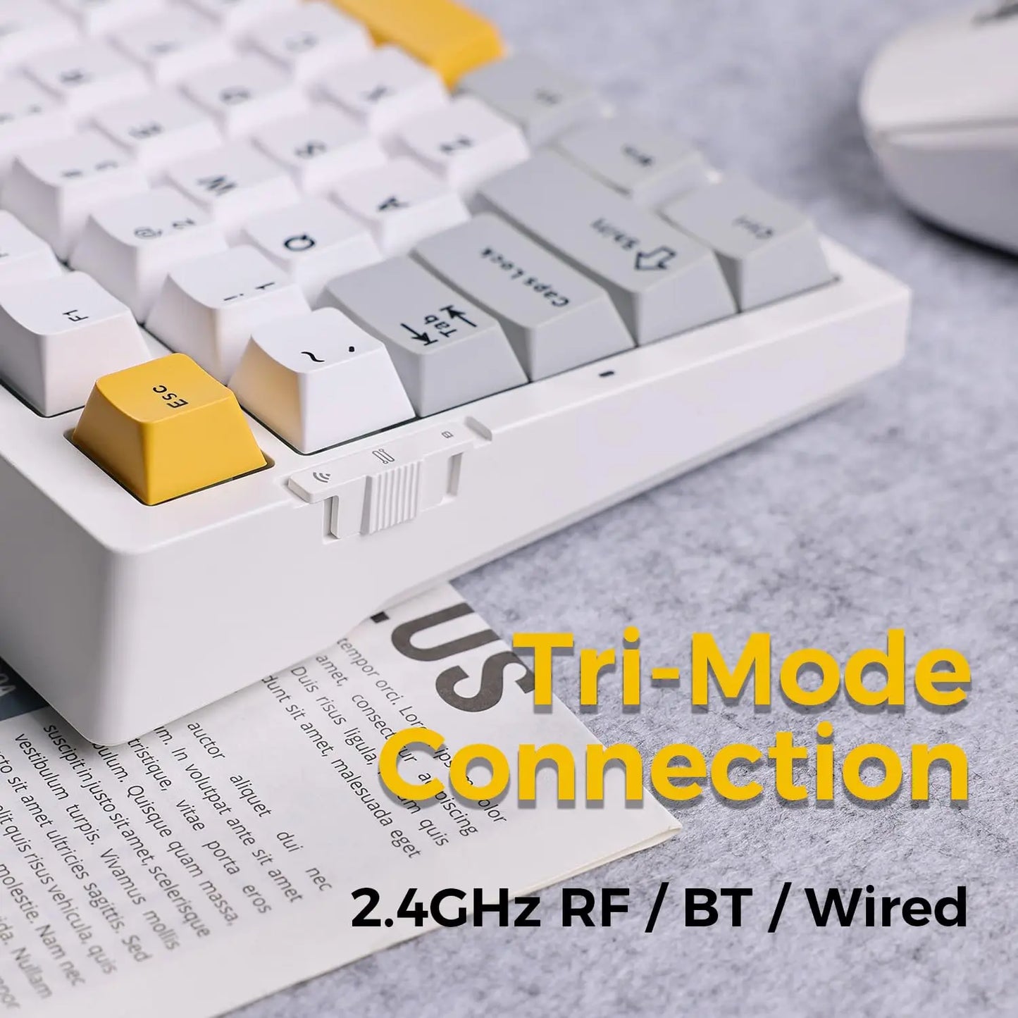 Tastiera meccanica wireless MCHOSE G75 Pro, layout 75%, montaggio gasket, 5 strati di smorzamento, retroilluminazione RGB, tri-mode, hot-swappable