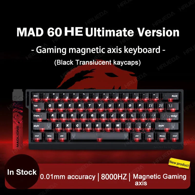 MADLIONS Mad 60he Mad60HE Mad 68HE mechanische Tastatur mit Magnetschaltern, kabelgebunden, Hot-Swap, 8K-Polling-Rate, personalisierte Gaming-Tastatur