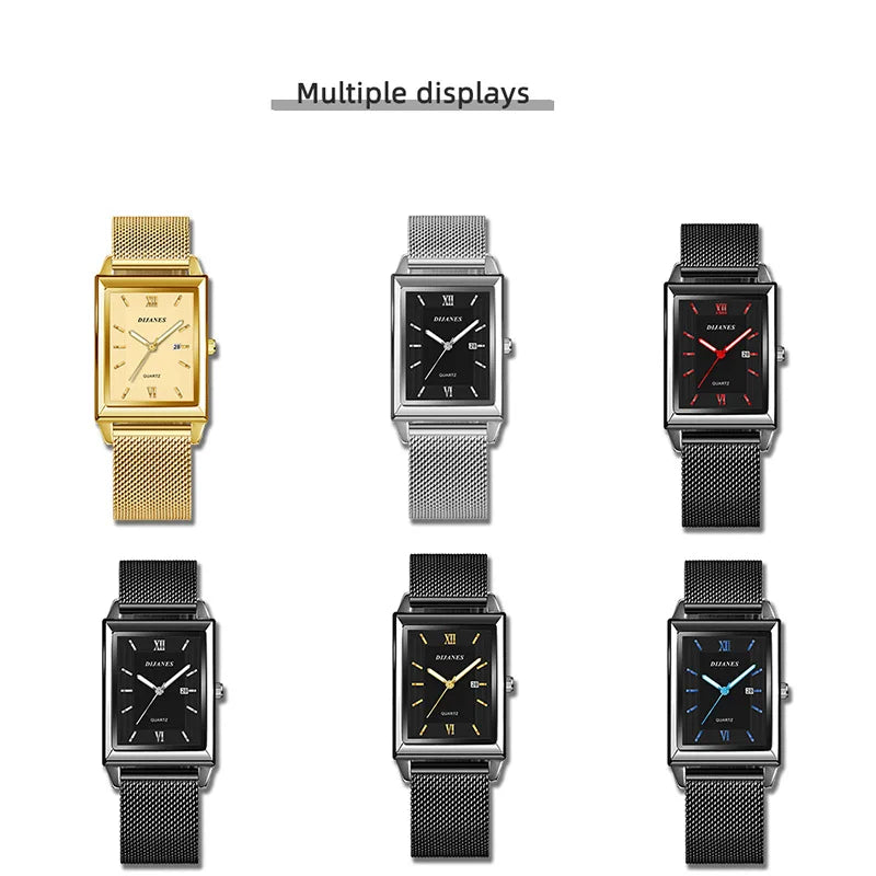 Fashion Watches for Men Luxury Rectangle Stainless Steel Men's Quartz Wristwatch Business Man Watch Clock Gift relogio masculino