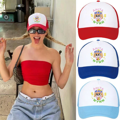 Trendy Anita Max Wynn Foam Trucker Hat Trendy Cute Mesh Snapback Caps Boy Girl Daily Sun Beach Fisherman Cap Female Summer Cap