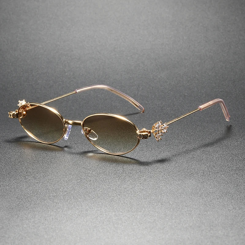 High-End Elegant Diamond-Embellished UV-Protective Sunglasses, Exquisite Stylish Diamond-Inlaid Oval Sunglasses