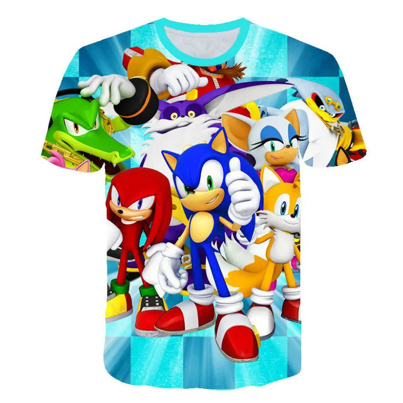 Men T Shirt Women Tee Boys Girls Top Adults Children Parent Child quick dry kid Tshirts Sonic The Hedgehog Anime Cartoon Print