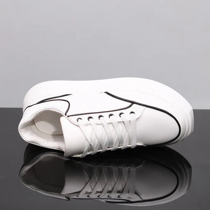 Sapatos brancos pequenos para casal, sapatos de homem, sapatos desportivos de mulher, ténis de homem, sapatos desportivos casuais com aumento de altura no interior
