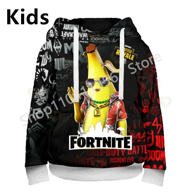 Llama Battle Royale Fortnite Hoodies, 3D Printed Sweatshirts for Men, Women, and Children, Boys and Girls Streetwear Pullover, Green Tops