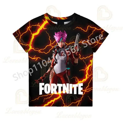 Children 100-160cm Hot Sale F-Fortnited Summer Boy T-shirt for Toddler Baby Funny Game T Shirts Fashion Girls Boys Birthday Gift