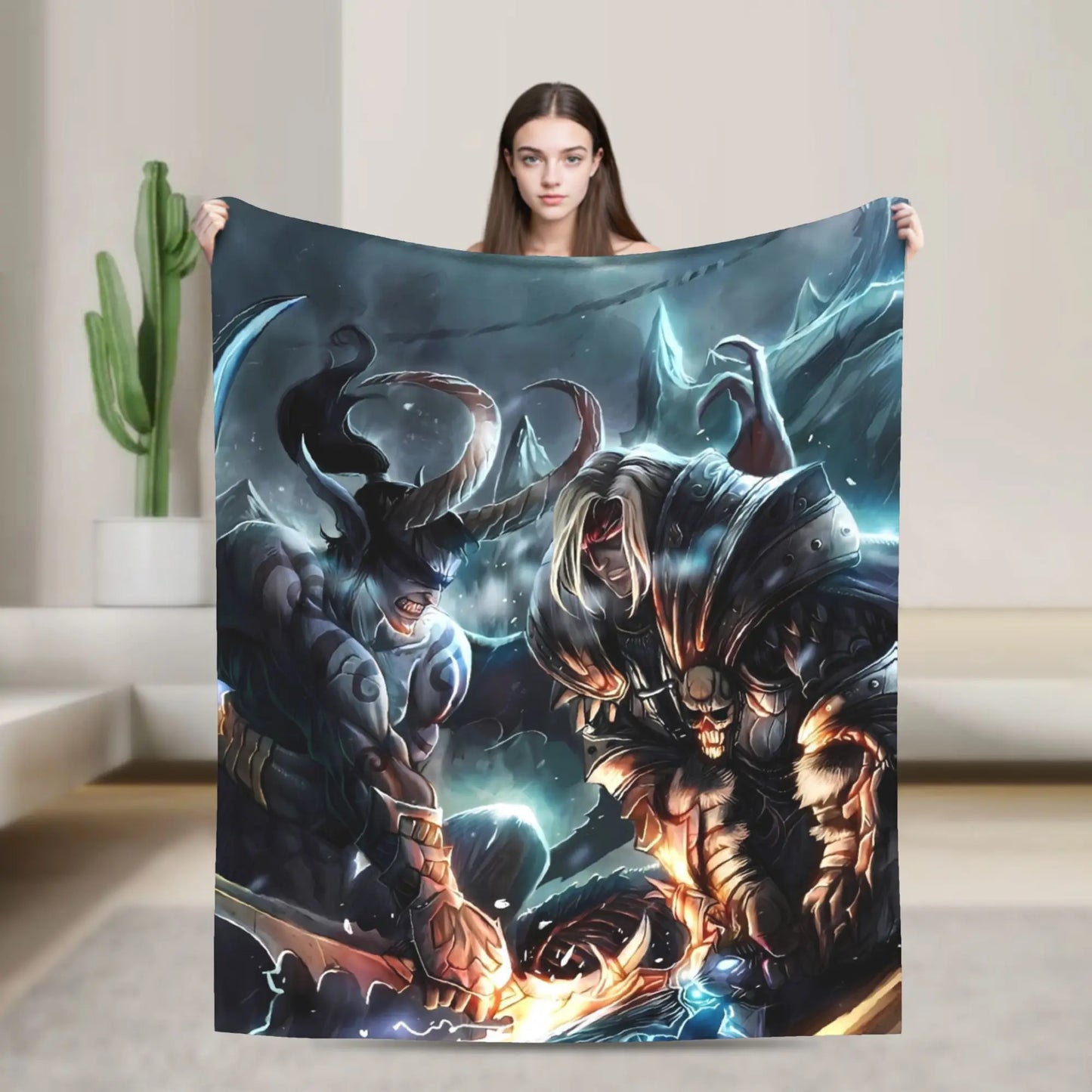 WOW World of Warcraft Arthas Retro Game Blanket  Soft Plush Bedding Throws For Home Decor Travel Flannel Bedspread Bed Cover