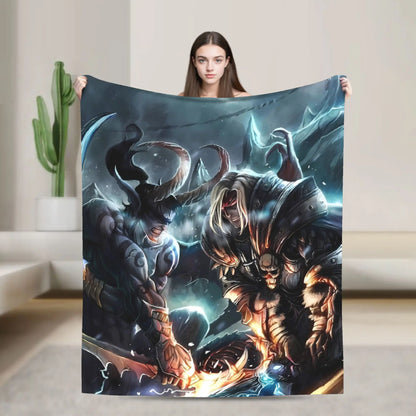 WOW World of Warcraft Arthas Retro Game Blanket  Soft Plush Bedding Throws For Home Decor Travel Flannel Bedspread Bed Cover
