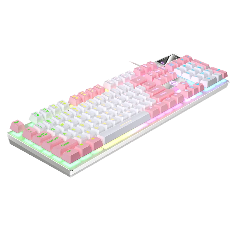 Teclado gaming USB con cable y retroiluminación, teclado gamer de 104 teclas para ordenador/portátil/PC, diseño ergonómico, accesorio gaming para oficina
