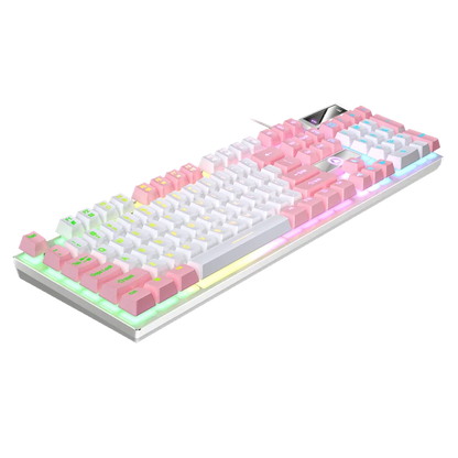 Teclado gaming USB con cable y retroiluminación, teclado gamer de 104 teclas para ordenador/portátil/PC, diseño ergonómico, accesorio gaming para oficina