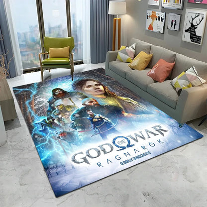 3D God of War Games Carpet Home Living Room Bedroom Sofa Doormat Decor Kids Play Area Rug Non-slip Mechanical Washable Floor Mat