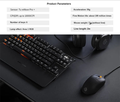 SteelSeries Prime Wired Esports Gaming Mouse 18000 DPI TrueMove Pro Optical Sensor, Magnetic Optical Switches, Ultra-Lightweight RGB Gaming Mouse