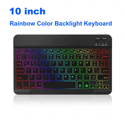 Mini teclado Bluetooth RGB inalámbrico de 10 inch con retroiluminación, panel táctil y compatibilidad con IOS, Android, Windows e iPad