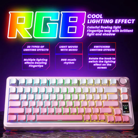 AULA S75 PRO Wireless Mechanical Keyboard with Screen Knob 75% Hot Swappable Gaming Keyboard with Pre-lubed Switches RGB Backlit