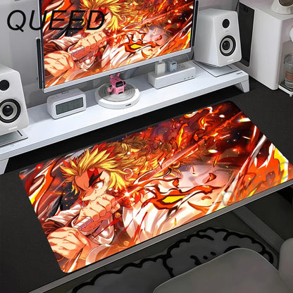 Schreibtischunterlage für Computer und Tastatur, Anime-Mauspad, Kawaii-Mädchen, 900x400mm, Gummi, rutschfest, Demon Slayers, XL