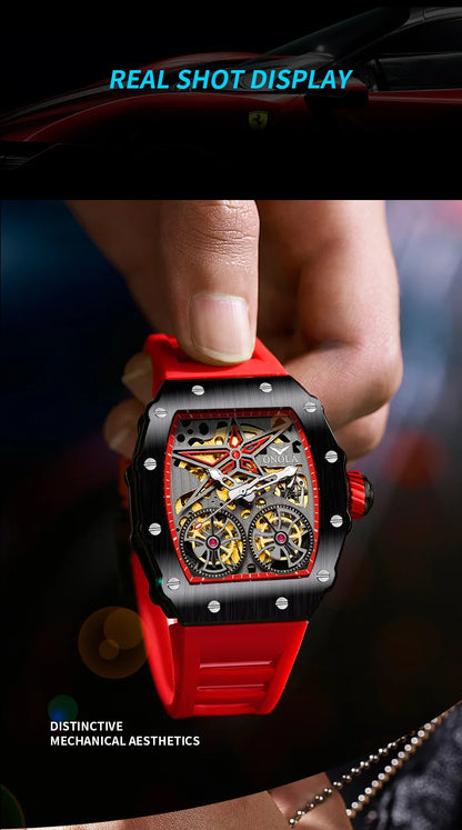 2022 New ONOLA Men Watch Automatic Mechanical Watch for Men Business Sport Wristwatch Luminous Waterproof Leather Belt Clock