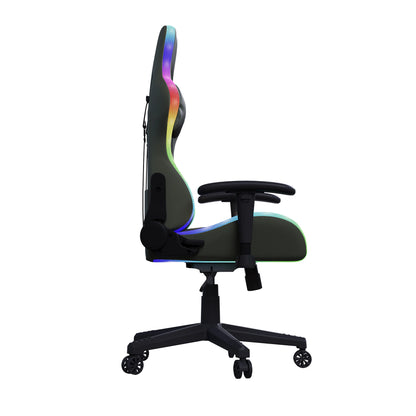 Ergonomic Gaming Chair with LED RGB Lights, Adjustable Gamer Chair with Lumbar Massage Support, Reclining Computer Chair for Teens & Adults