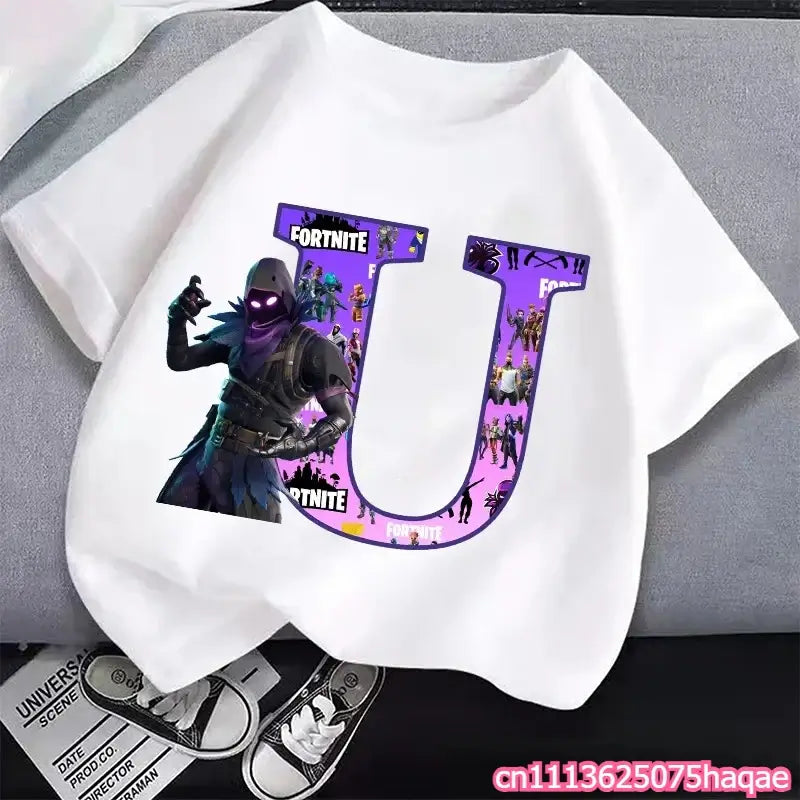 New Fortnites Kids T-shirts Cartoon Letter Graphic T-shirts Boys Girls Summer Casual Sports Short Sleeves Tops Children Clothing
