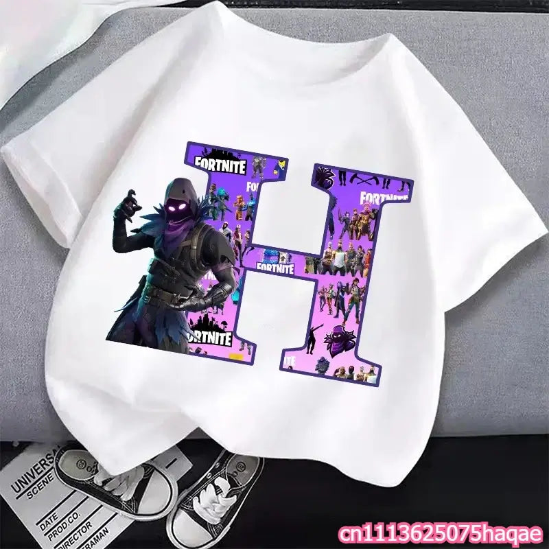 New Fortnites Kids T-shirts Cartoon Letter Graphic T-shirts Boys Girls Summer Casual Sports Short Sleeves Tops Children Clothing