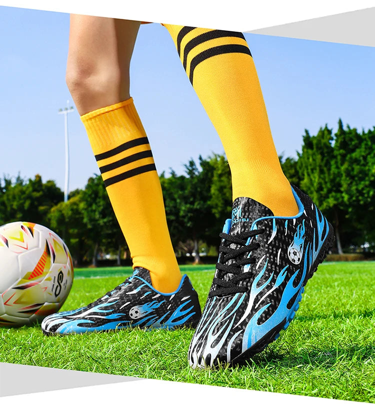 Chaussures de football professionnelles pour enfants, chaussures de foot pour hommes, basses, avec maintien de la cheville, sportives, pour jeunes, pour match et entraînement, antidérapantes, résistantes