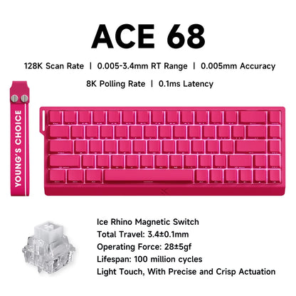 MCHOSE ACE 68 Gaming-Tastatur mit magnetischen Schaltern, Hall-Effekt, Rapid Trigger, programmierbarem RGB, 8K Hz, DKS/MT/TGL/RS/SOCD-Tastatur