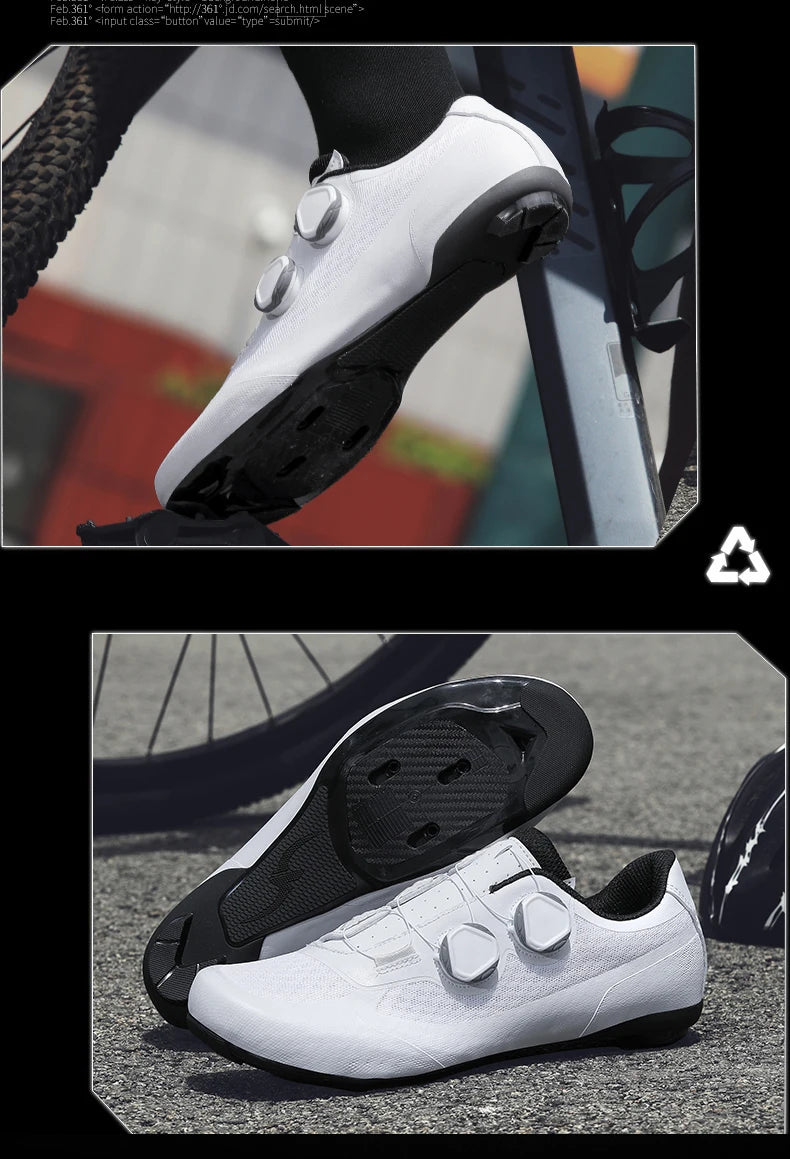 Speed Cycling Sneaker Men's Road Cycling Shoes Cleat Shoes Spd Shoes Cycling Flat Pedal Shoes Man Bike Outdoor Footwear White