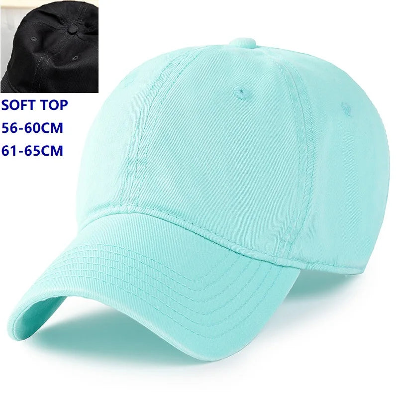 Baseballová čepice Big Head Plus Size, 100 % bavlna, vhodná pro muže i ženy, nastavitelná, čepice typu „dad hat“, nadměrná velikost 58–60 cm, 61–65 cm