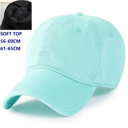 Baseballová čepice Big Head Plus Size, 100 % bavlna, vhodná pro muže i ženy, nastavitelná, čepice typu „dad hat“, nadměrná velikost 58–60 cm, 61–65 cm
