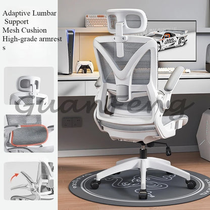 Ergonomic Gaming Chair with 3D Lumbar Support, Breathable Mesh Office Chair, Adjustable Swivel Racing Chair with Armrests for Home & Work