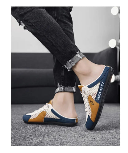 Sapatilhas desportivas casuais slip-on com atacadores para homem, em malha respirável, unissexo, para primavera e outono, corte baixo, sola plana e calçar rápido e fácil