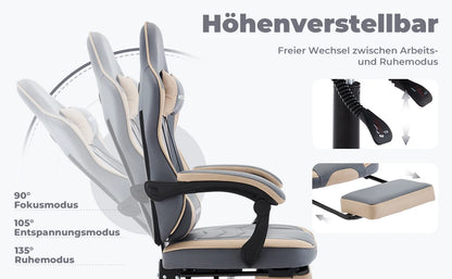Sedia da gaming WOTSTA con poggiapiedi, sedia gamer ergonomica con cuscino lombare e poggiatesta, sedia per computer regolabile in altezza