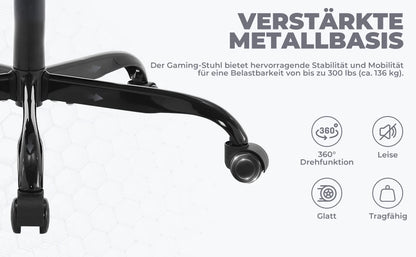 Sedia da gaming WOTSTA con poggiapiedi, sedia gamer ergonomica con cuscino lombare e poggiatesta, sedia per computer regolabile in altezza