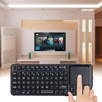 Teclado inalámbrico A8 Mini 2.4G con retroiluminación de 7 colores, teclado portátil 3 en 1 con panel táctil y Air Mouse para Android TV Box, PC y tablet