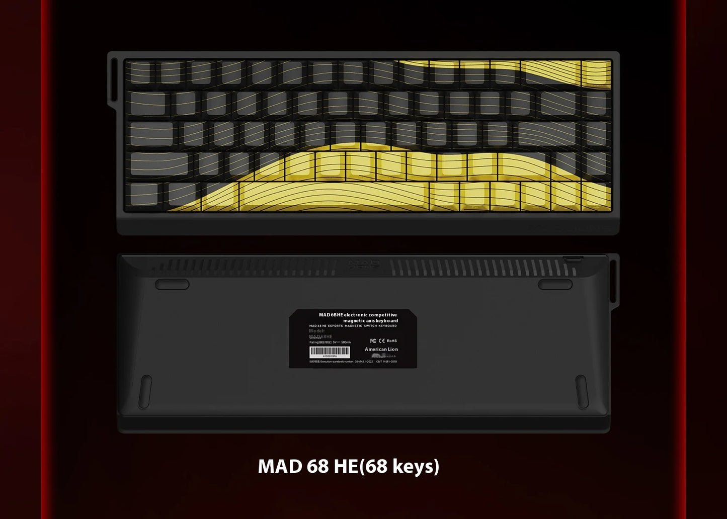 FGG MADLIONS MAD 60/68HE Magnetic Switch Keyboard MADCATZ MAD60 Wired Gaming Keyboard Rapid Trigger Custom Keyboard Office Gift