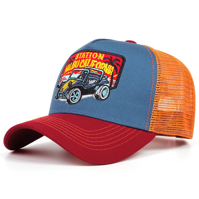 Modna czapka baseballowa z haftem orła dla mężczyzn i kobiet – letnia, oddychająca, z siateczką, z zatrzaskiem typu snapback, w stylu trucker