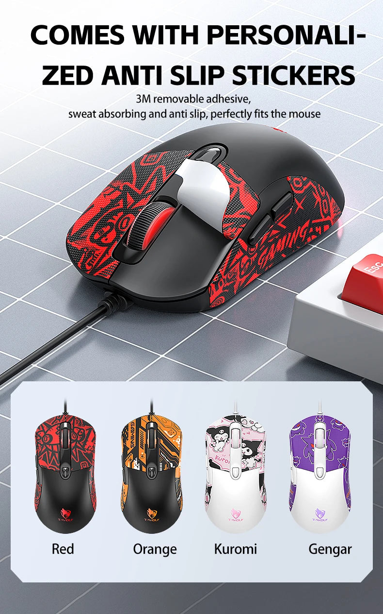 2026 Wired Gaming Mouse RGB with Anti-Slip Grip, 6-Key Ergonomic Gaming Mouse for PC, Desktop & Laptop, Adjustable DPI Wired Gaming Mouse