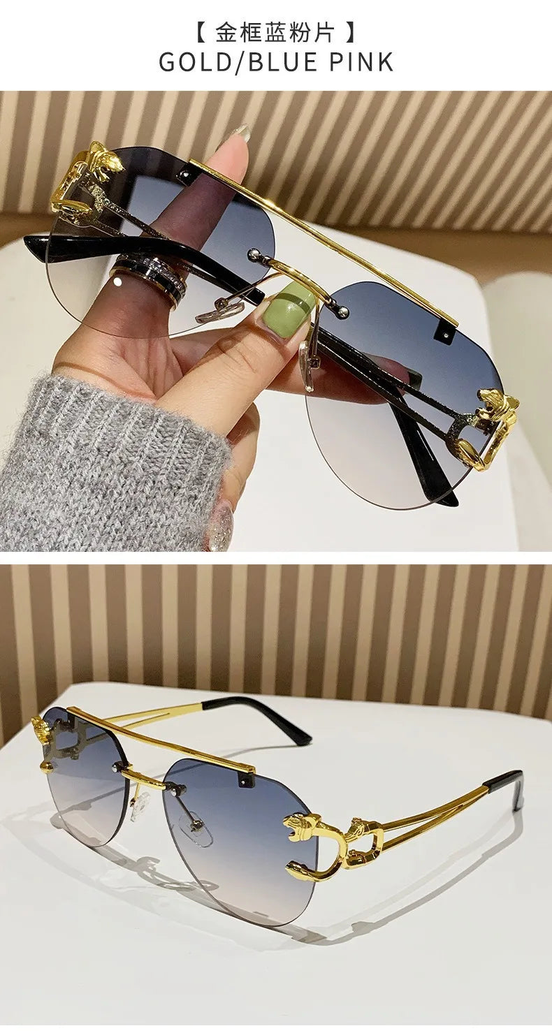 Dámské sluneční brýle bez obrouček, luxusní značkové, vintage, UV400, pánské sluneční brýle, Lunette, Shades De Soleil, Femme, Gafas De Sol Mujer, Lentes